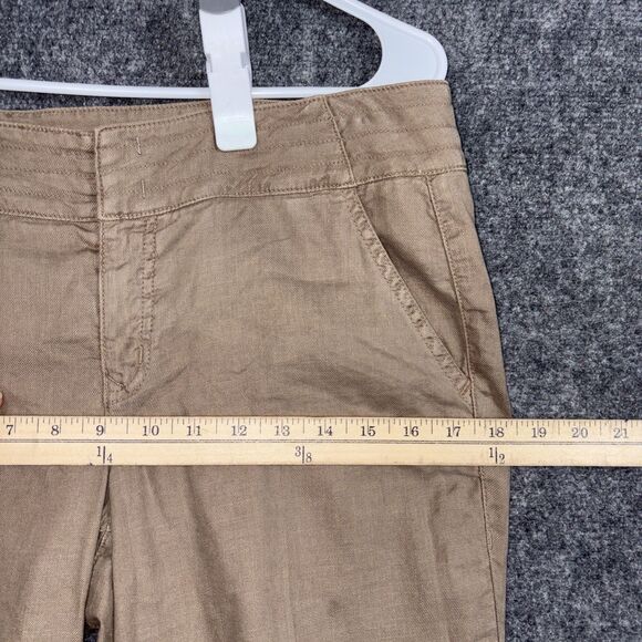Level 99 Anthropologie Pants Womens Size 29 Brown Linen Blnd Flare Wide Leg - Picture 7 of 12